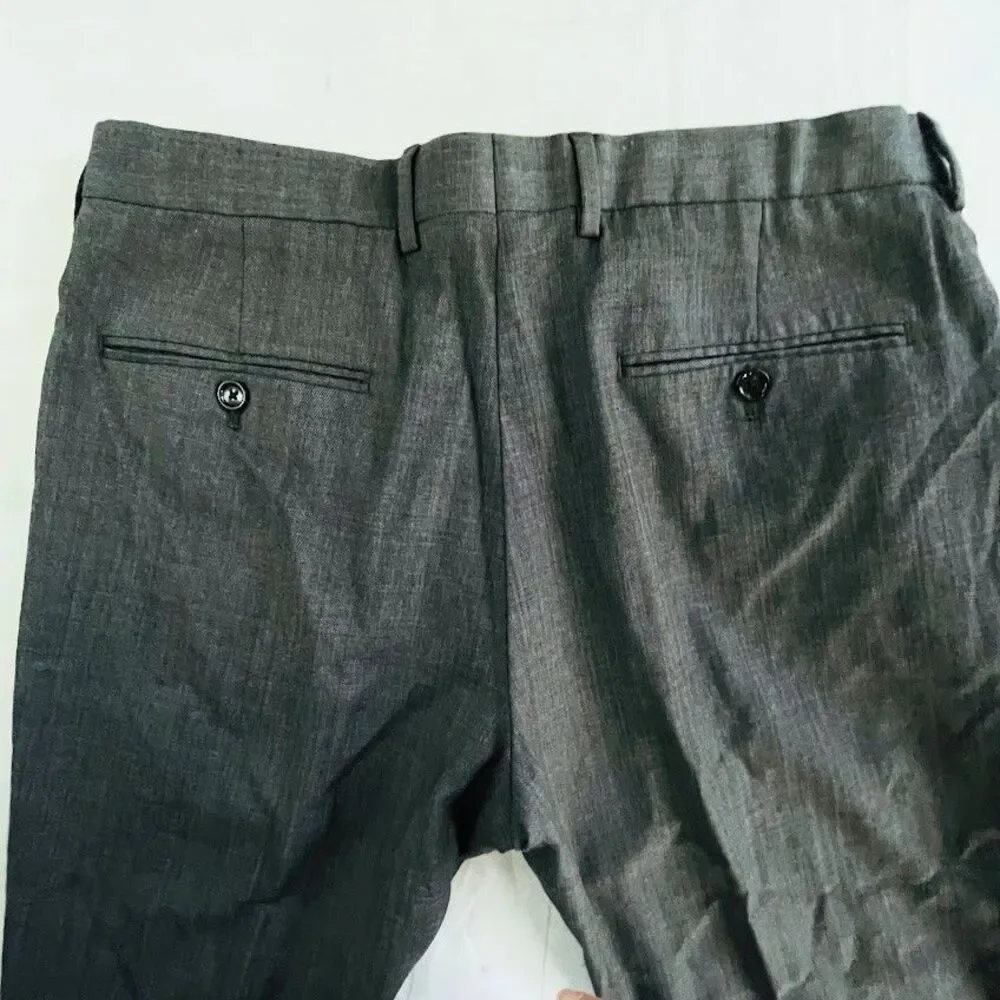J.Crew Ludlow Wool Pants Mens 32 Gray Flat Front Slim Fit Suit Pants Taper Cuff